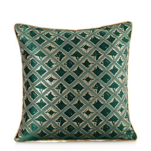 Dark green satin jacquard pillowcase model room living room bedroom bedside cushion soft package light luxury pillow wholesale