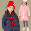 Children Down 2019 new pattern Bow section thickening Winter clothes coat College wind girl Down Jackets Mid length version