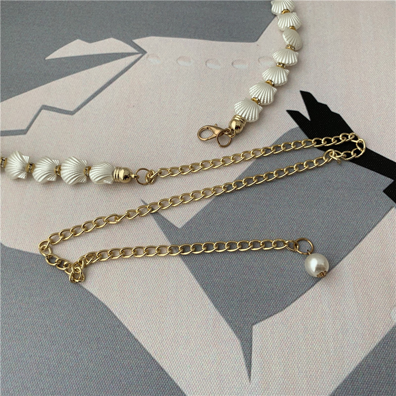 Elegant Women's Waist Chain With Pearl Shell For Dresses And Belts_voghion.com