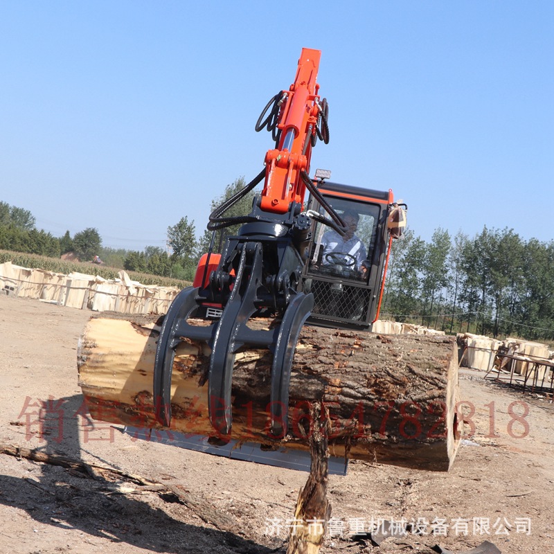 抓木机哪家便宜质量好济宁轮式挖掘机抓棉花机抓钢机