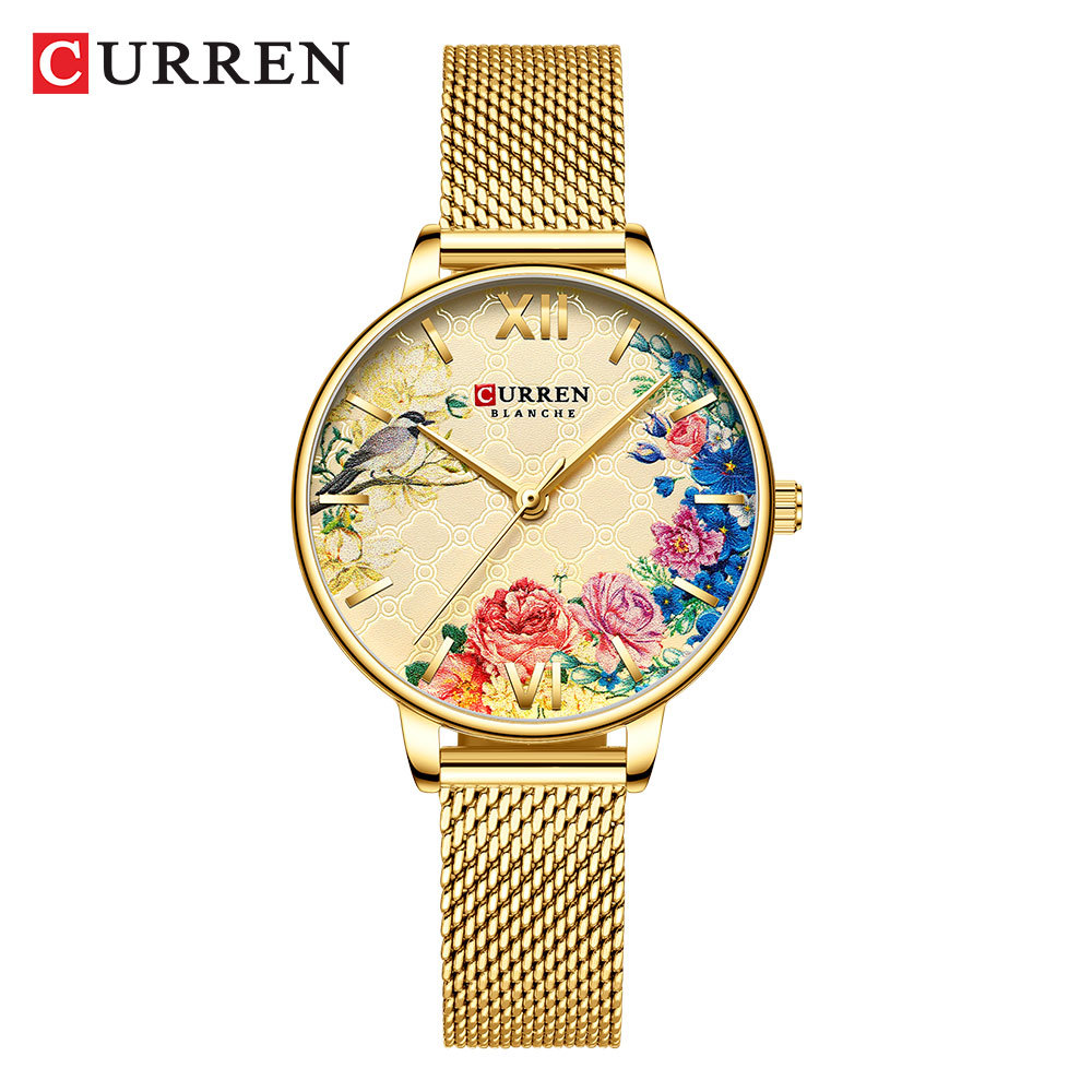 Curren/Kareen 9059 Mesh Belt Watch Waterproof Quartz Watch Fashion Casual Foreign Trade Watch Women's Watch