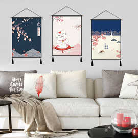 日式客厅装饰画布艺沙发背景墙组合挂画现代简约餐厅卧室床头挂毯