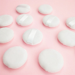 40*10 Ultra-Soft Short-Hair Satin Ribbon Hook Handle Powder Puff Round Loose Powder Puff Blush Compact Makeup Tool