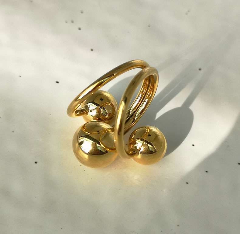 Geometric Pattern Fashion Geometric Copper 18k Gold Plated Open Ring In Bulk