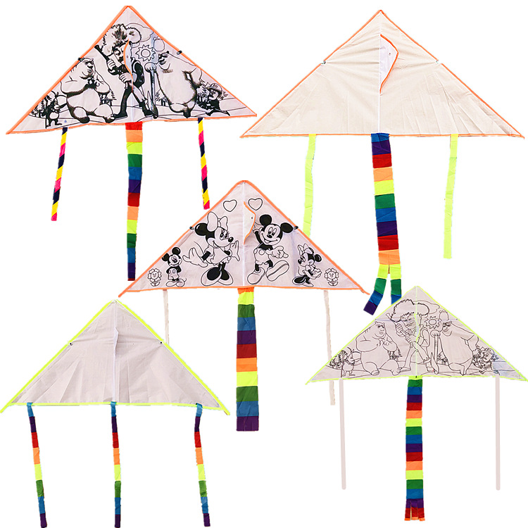 空白填色图案手绘DIY风筝儿童亲子活动自制手工材料涂鸦1米风筝