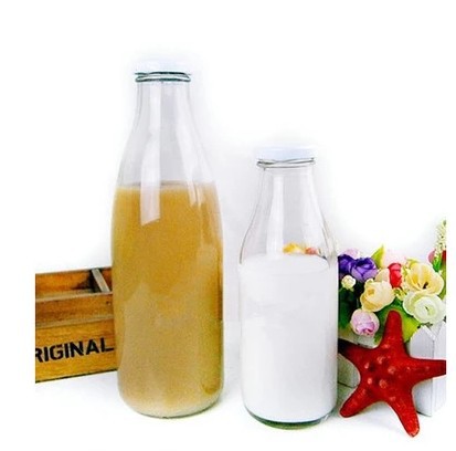 新款500毫升1000毫升玻璃牛奶瓶果汁瓶饮料瓶-斤装鲜牛奶瓶