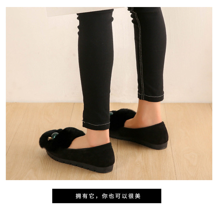 Giày bệt nữ mũi tròn đế dày lót lông thỏ giữ ấm — Màu xám, Màu đen chi tiết 12