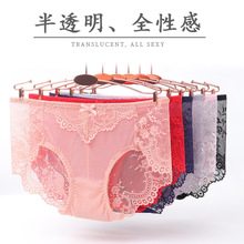 厂家直销新品蕾丝内裤女纯棉裆性感中腰镂空透气舒适提臀蕾丝内裤