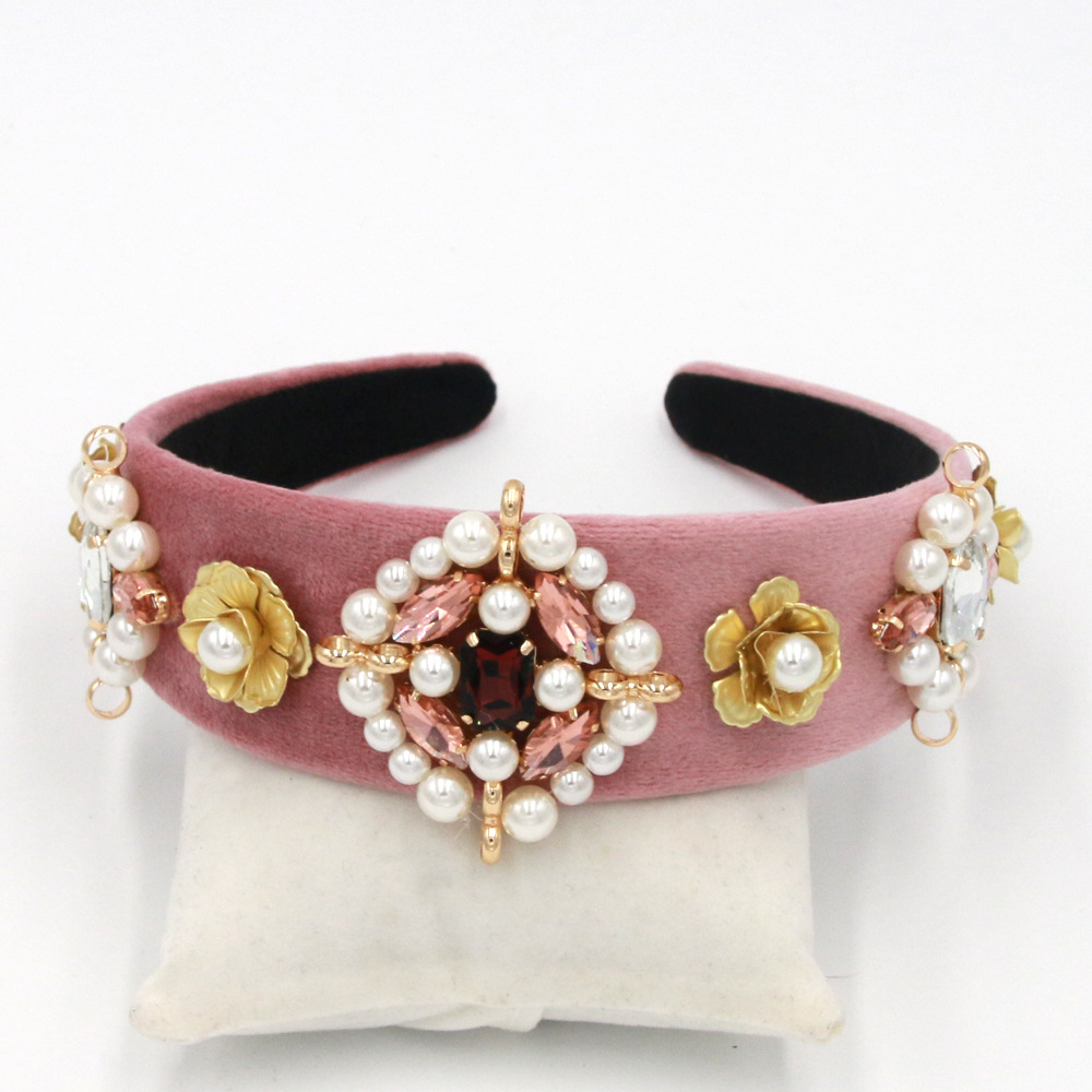 Hot Selling Fashion Pearl Rhinestone Metal Geometric Headband display picture 3