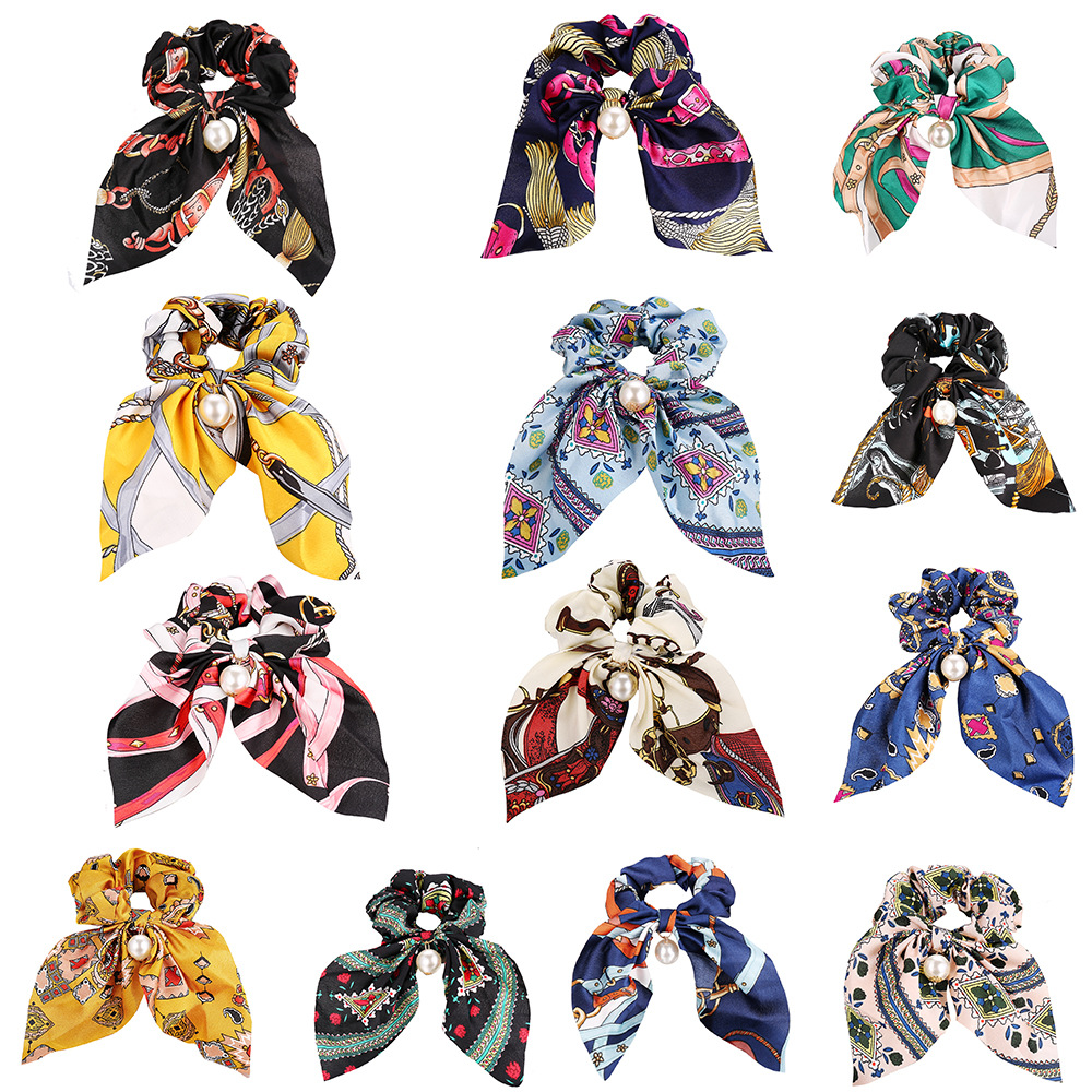 Fashion Bow Knot Cloth Printing Hair Tie 1 Piece display picture 2