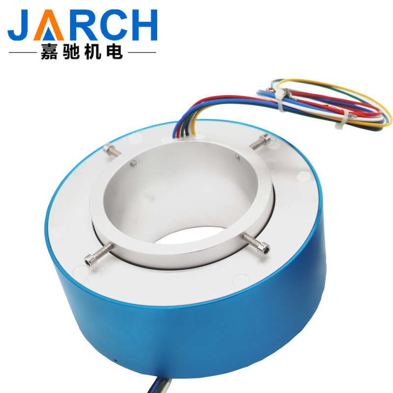 供应孔径90mm过孔式导电滑环铝合金外壳旋转工业机器机器人高精度