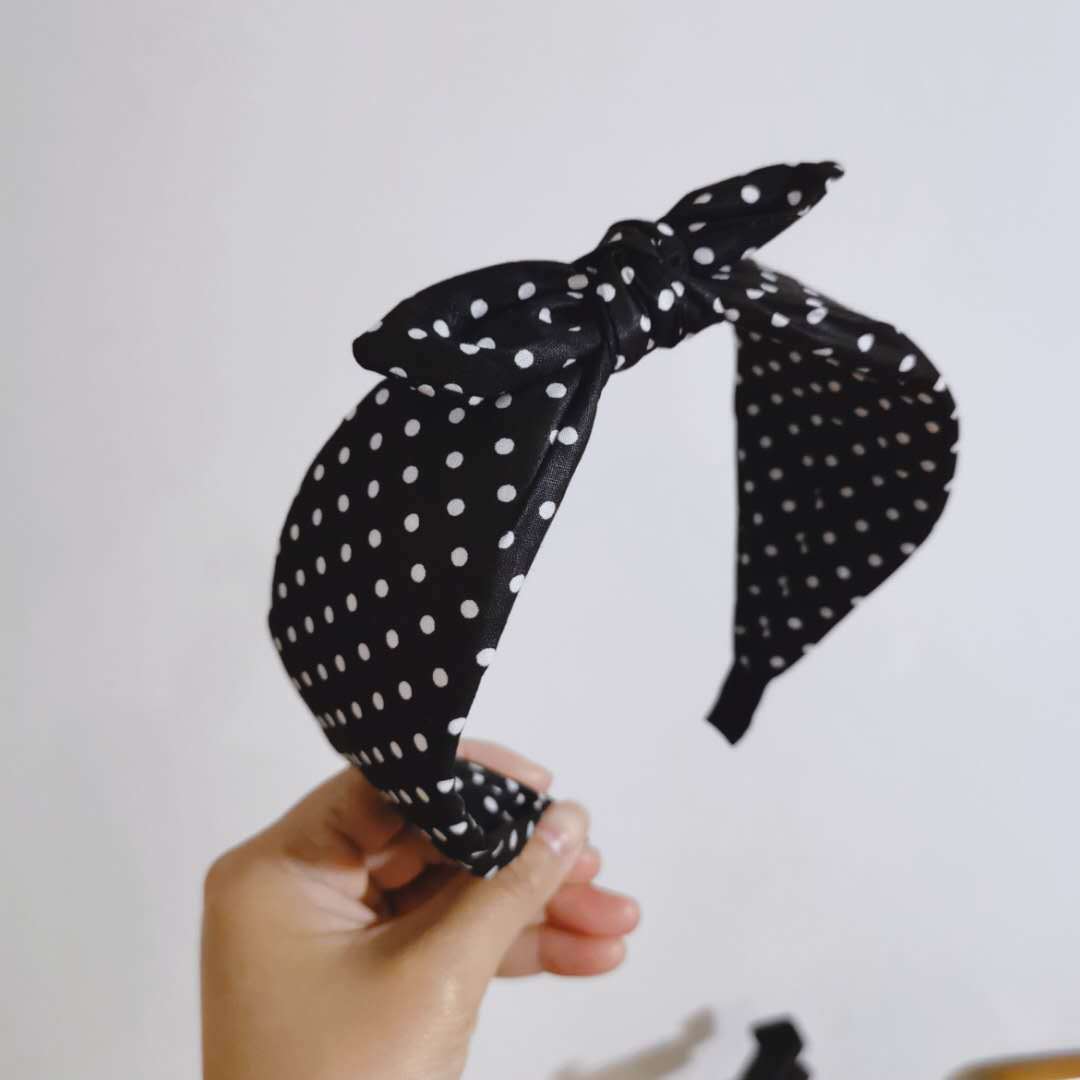 Korean New Wave Dot Bowknot Rabbit Ears Headband display picture 3