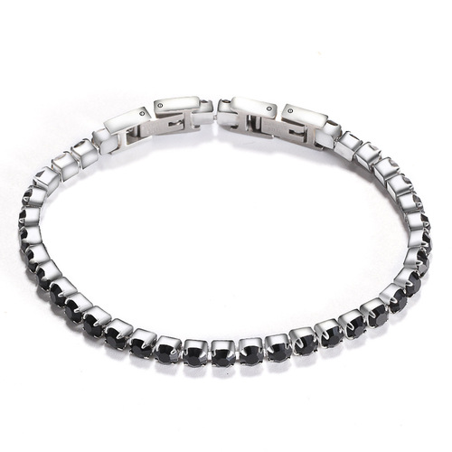 Adjustable and removable titanium steel double buckle zircon bracelet for women stainless steel simple tennis chain personalized fashion bracelet