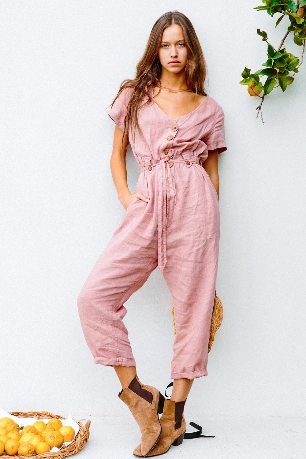 fashion women s spring and summer new hot-selling single-breasted all-match nine-point jumpsuit wholesale NSDF412