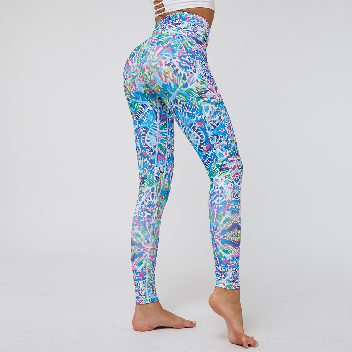 printing high waist stretch sports yoga pants NSNS47246