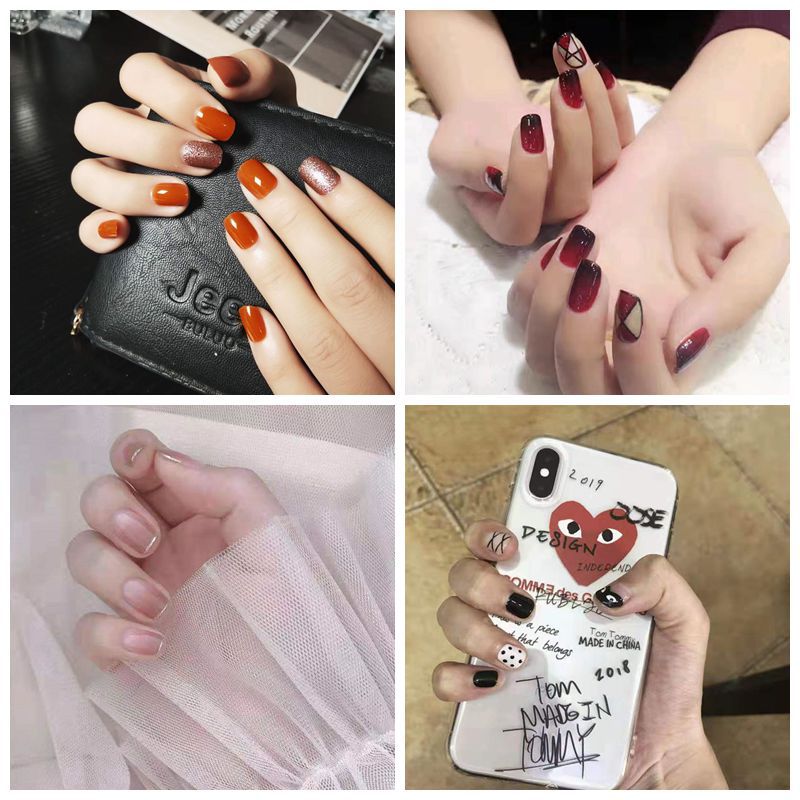 假指甲成品美甲贴片集合可拆卸可穿戴短款日常学生晕染网红同款