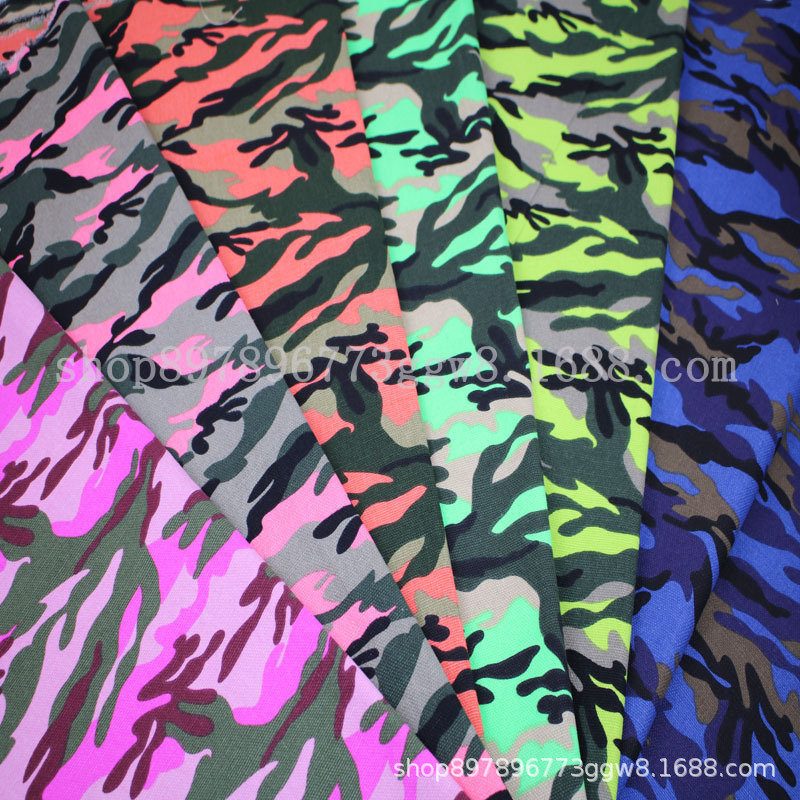 厂家直销全棉小马丁现货荧光色迷彩印花面料 箱包鞋面迷彩面料