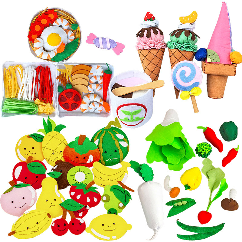 1 No tejido hecho a mano paquete de material de bricolaje Corte libre Lollipop fruta helado postre vegetal tela no tejida traje