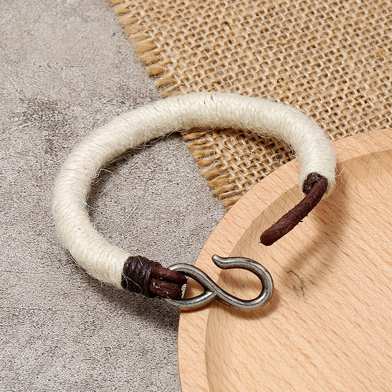 Vintage hemp woven leather bracelet