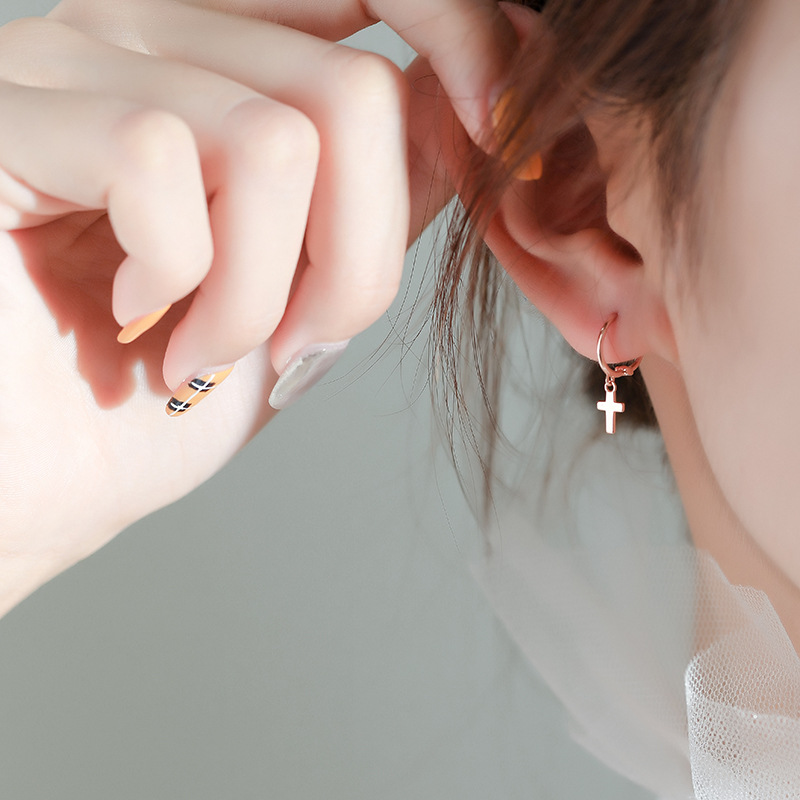S925 pendientes de plata esterlina pendientes cruzados estilo coreano joyería de plata esterlina pendientes de moda pendientes a juego