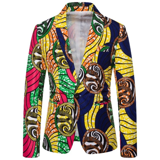 Fashionable men’s leisure multicolor printing suit