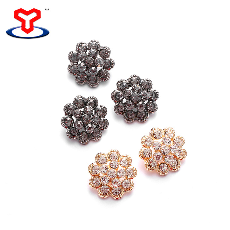 精品合金镶嵌玻璃有眼钮扣  批发雪纺衬衫夹克时尚花形钮扣