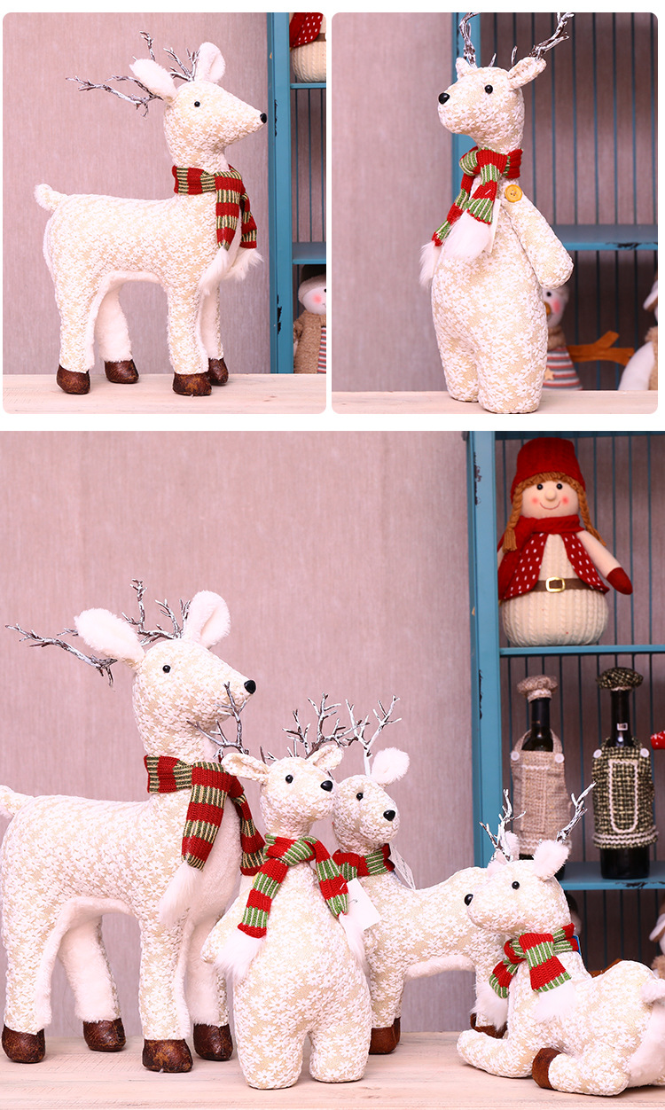 Festliche Weihnachtsdekoration mit Weihnachtsmann und Rentier-Plüschfigur, handgefertigtes Stofftier (Elch), weihnachtliches Geschenk für Kinder und Erwachsene_voghion.com