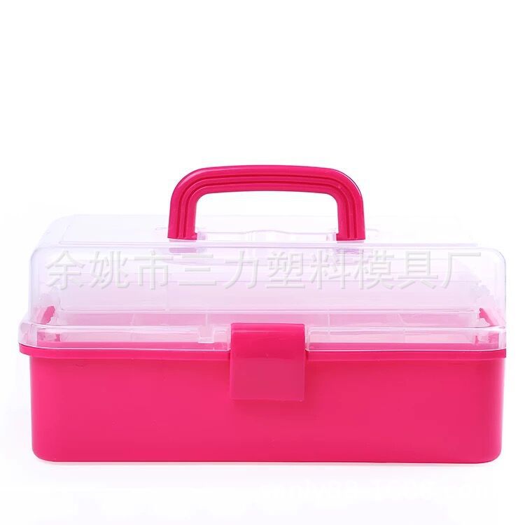 LY825三层医药箱儿童玩具收纳箱PP透明塑料储物箱五金 15”工具箱