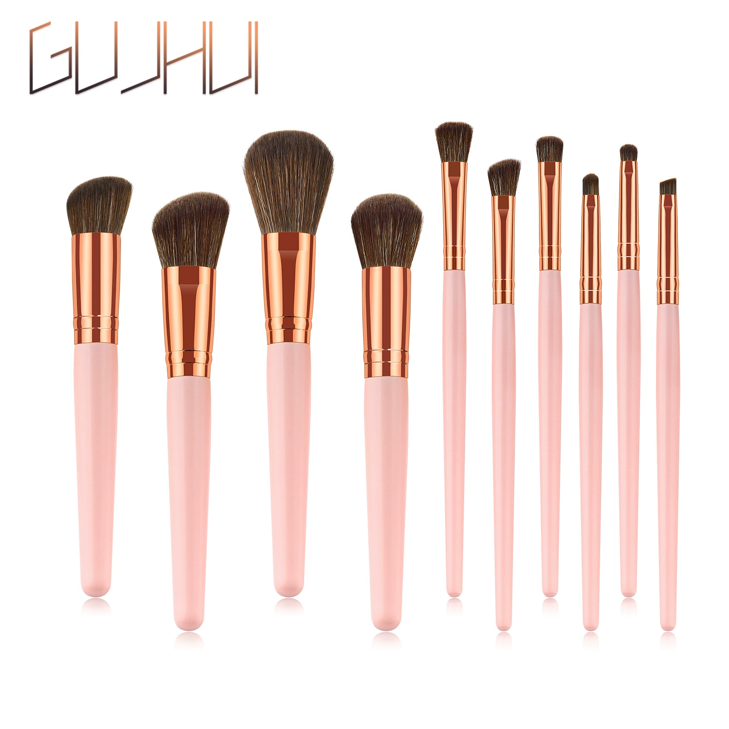 Новый 2025 набор из 10 кистей для макияжа, кисти розово-золотистые, инструменты для красоты