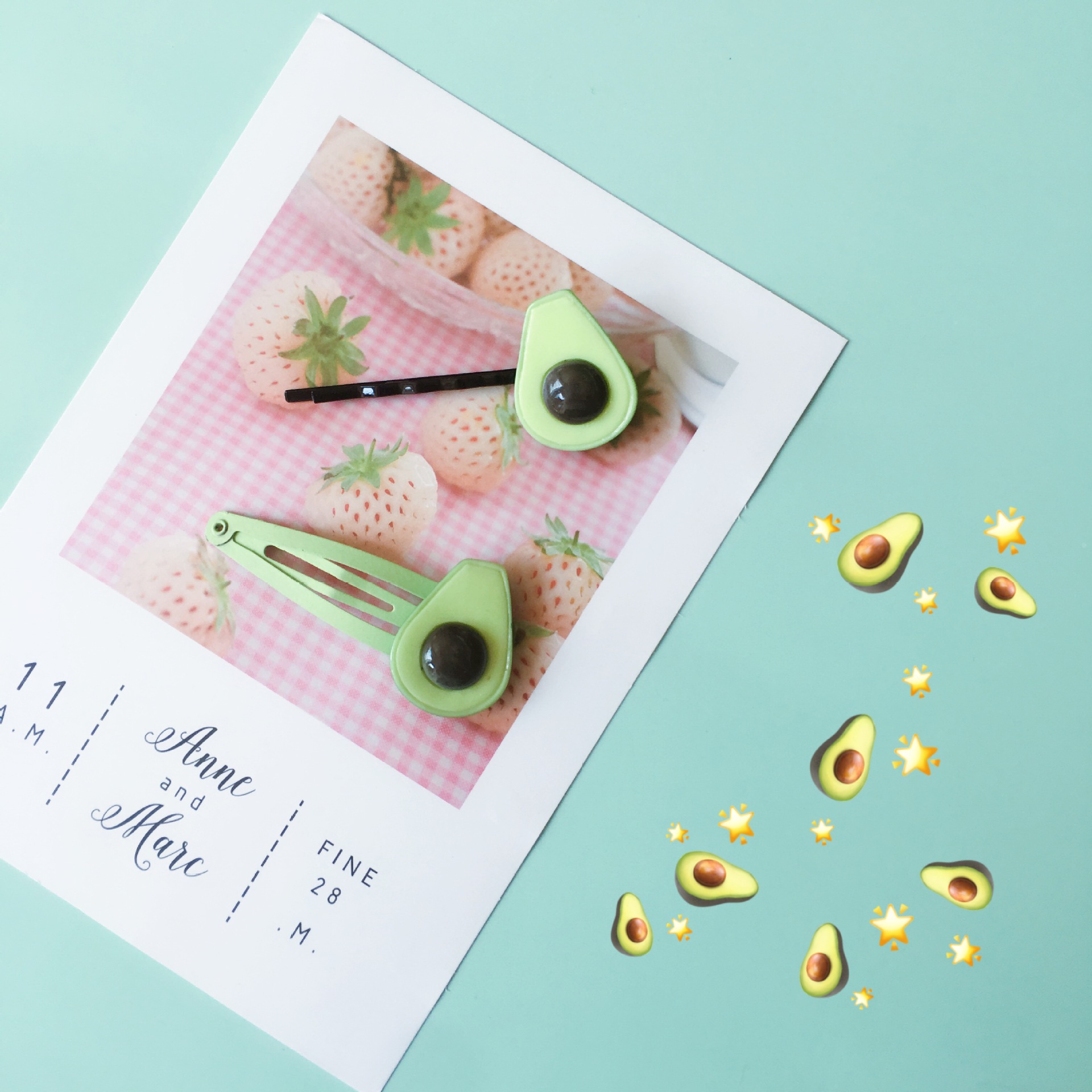 Summer Avocado Cute Simulation Fruit Hairpin Necklace Earrings display picture 4