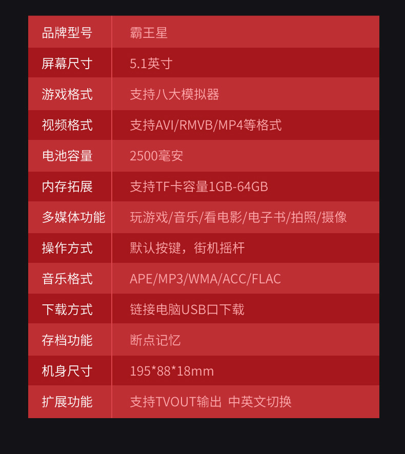  游戏机 掌上PSP游戏机双摇杆5.1寸街机复古掌机怀旧8GB工厂直销详情21