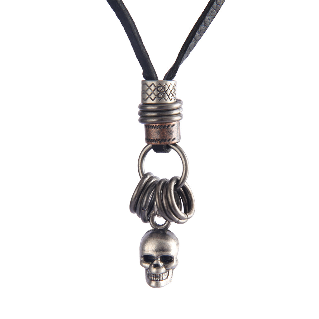 European style have more cash than can be accounted for man Jewelry alloy Skull Necklace Hip hop Pendant Pendant personality cowhide Necklace wholesale