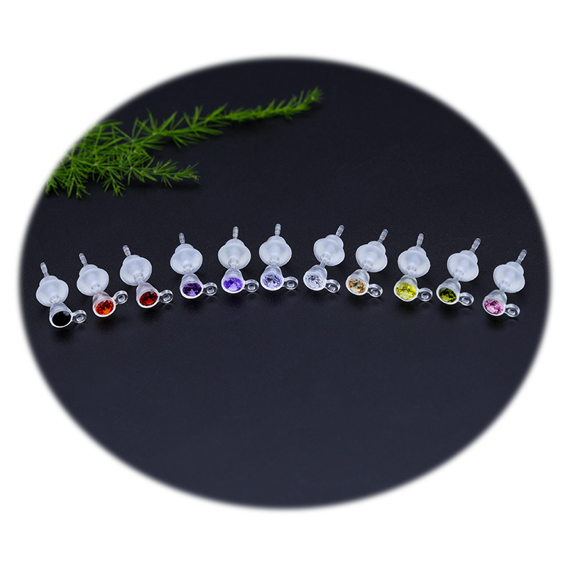 Invisible earrings with zircon