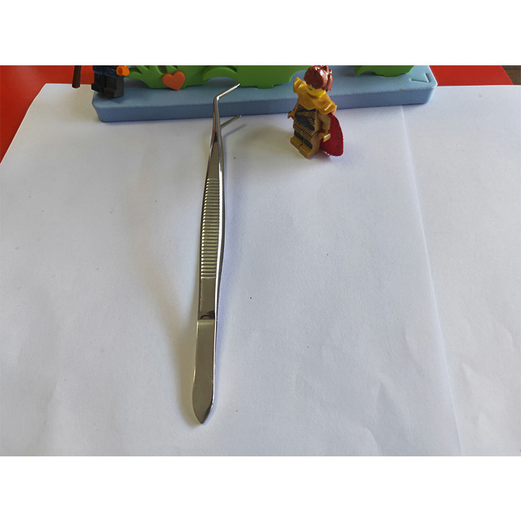 新型304不锈钢弯头医疗镊子牙医夹子不锈钢弯头镊子厂家直销