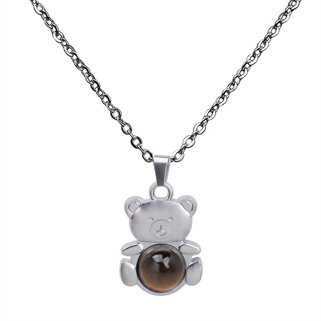 Women'S Gender Wholesale Jewelry Animal 201 Stainless Steel Arylic Zinc Alloy Acrylic White-Plated K Plating Necklace