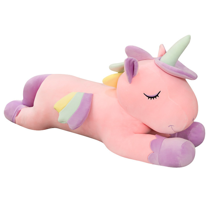 Net Red Software Cute Unicorn Plush Doll Girl Sleeping Long Pillow Rag Doll Colorful Horse Doll Gift
