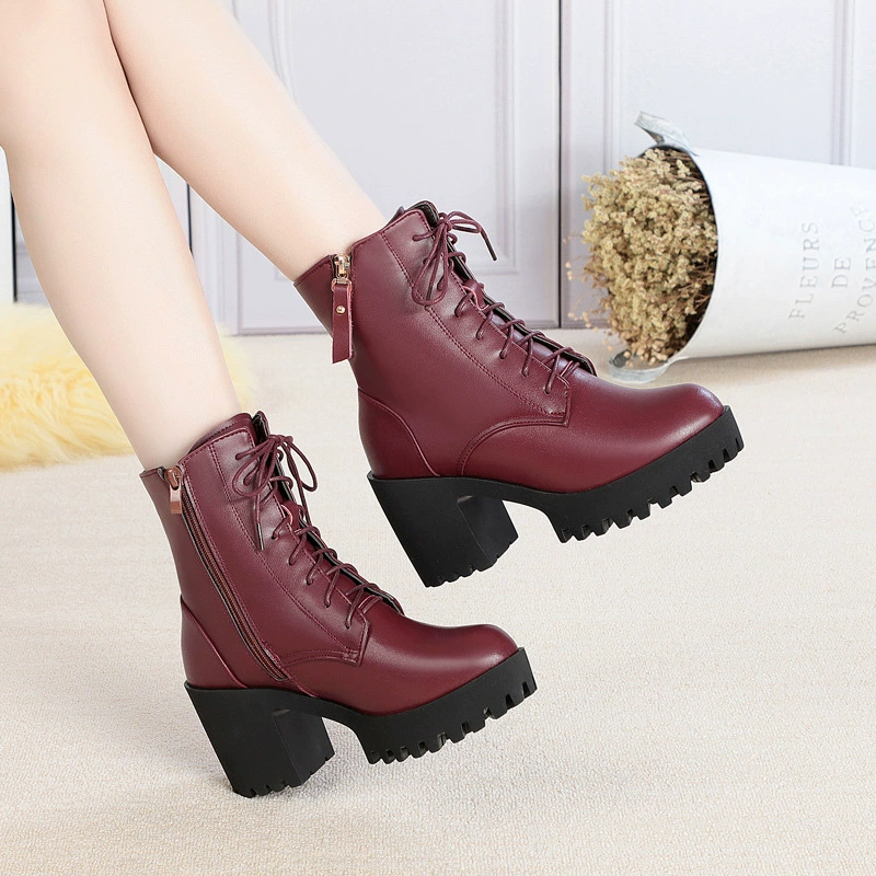 Low winter boots Martens, genuine leather, plush or wool lining, sizes 34–42