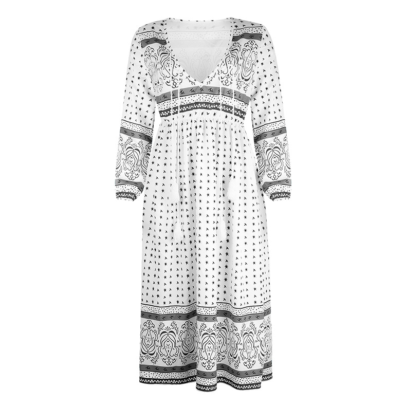 printing long-sleeved dress  NSZH22122