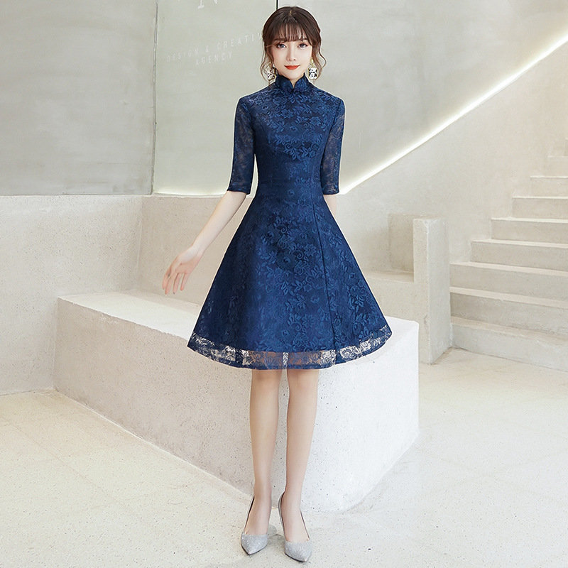 Fábrica al por mayor 2024 nuevo verano guxiu mejorado encaje cheongsam vestido fresco niña cheongsam vestido