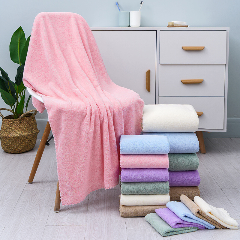 70*140cm加大厚浴巾盖毯高密珊瑚绒瞬间吸水柔软不掉色不掉毛浴巾