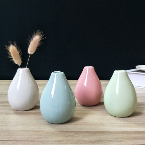 Ceramic Aroma Craft Small Vase Creative Home Decor Mini Simple European Pink White Blue Green