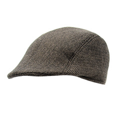 新款秋冬鴨舌帽中老年男士前進帽毛呢加棉保暖帽子人字呢男帽