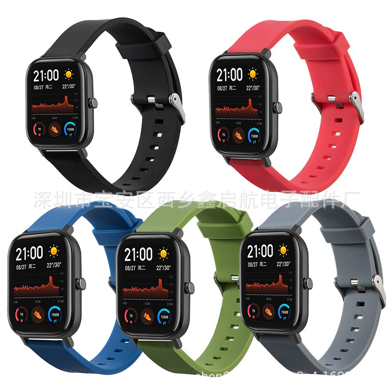 Suitable for AMAZFIT Huami GTS silicone strap Pop buckle monochrome silicone strap waterproof silicone strap