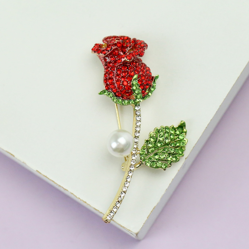 Rose Brooch Corsage Elegant Alloy Inlaid Rhinestone Brooch display picture 4