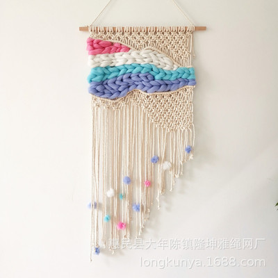 北欧手工编织挂毯波西米亚纯棉壁毯厂家直销民宿客厅卧室墙饰壁挂