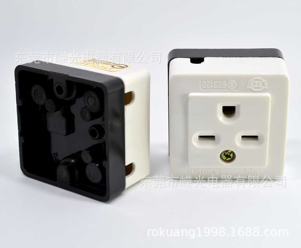 LK3012K 电木明装插座1 250V 两扁墙面插座6-15P组装焊接墙壁做