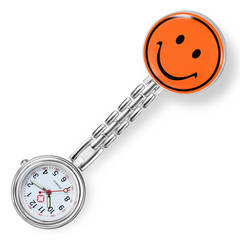 新款笑臉護士表微笑圖案掛表可愛學生懷表黃色微笑護士表夾子表