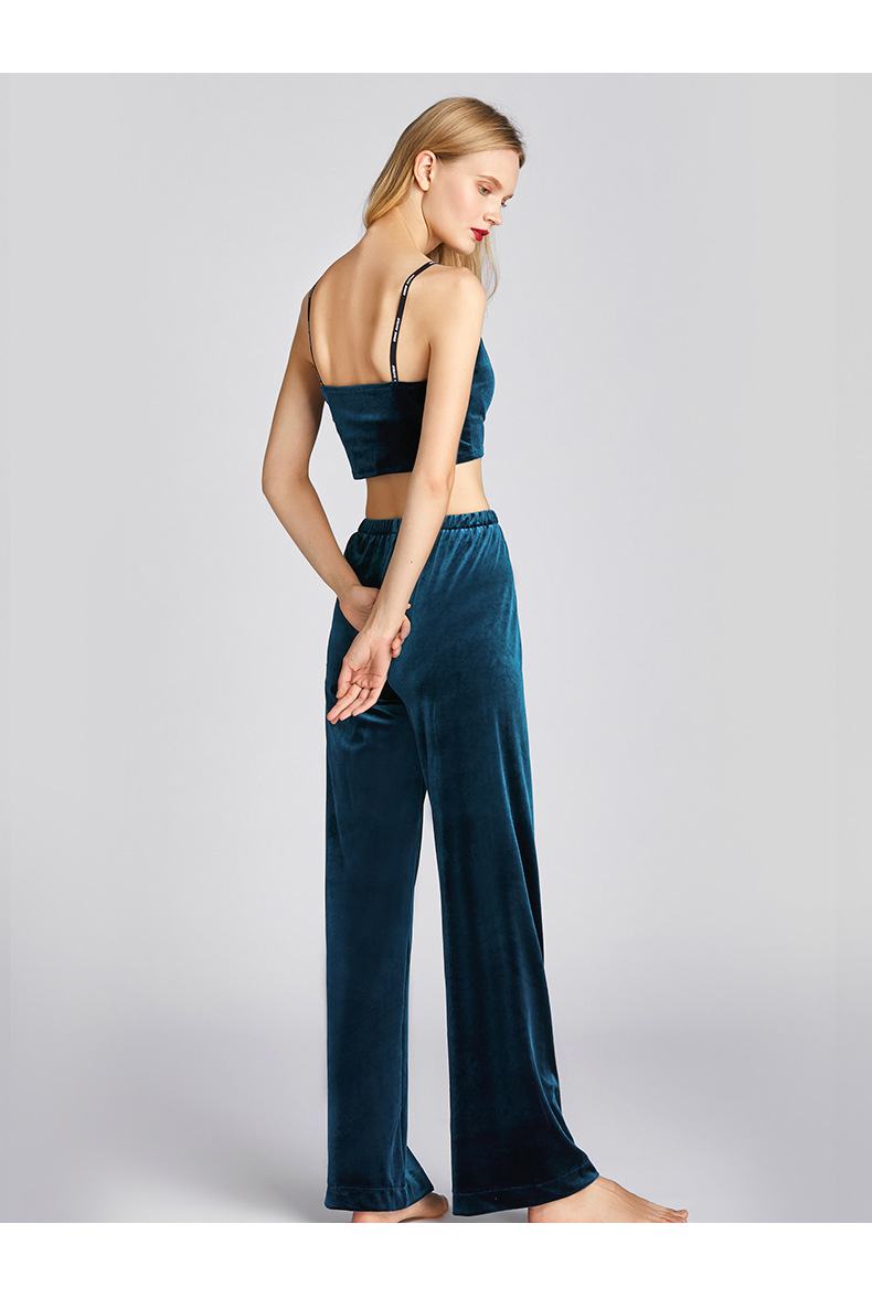 spring high waist loose gold velvet wide-leg pants  NSJO8774