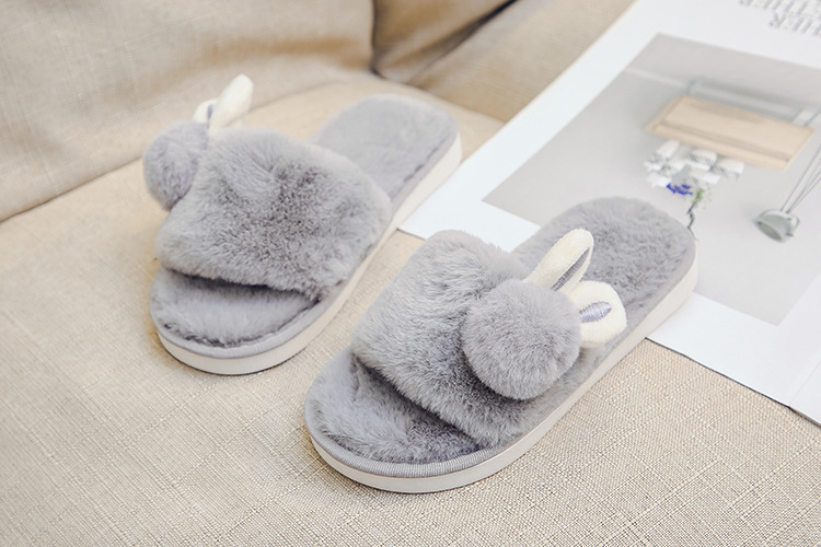 X Autumn And Winter New Children's Plush Slippers Home Warm Cartoon Fashion Soft Bottom Winter Baby Wholesale Fur Ball Style display picture 17