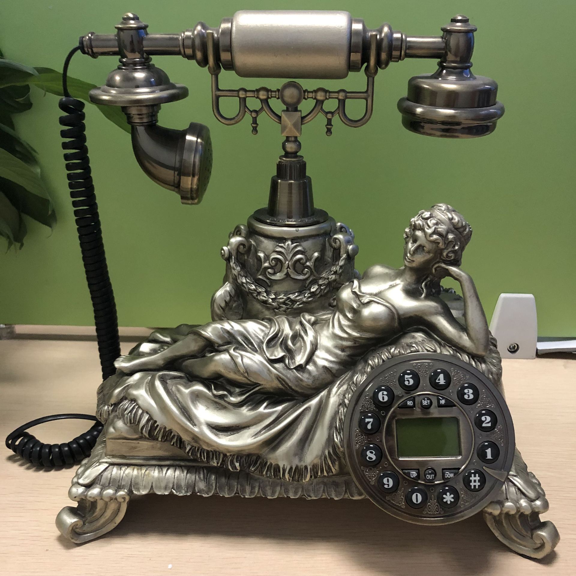 复古电话机欧式高档睡美女电话机 卧室电话机立体雕花电镀座机